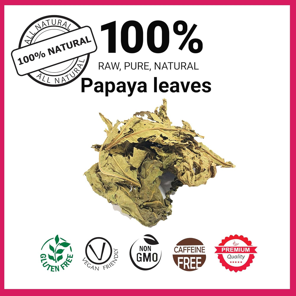 Akshit  Papaya Leaves, Hojas de papaya, 2.6 oz, Natural Immune Support Tea, Dried From Green Papaya Leaf, Herbal Tea, Non GMO, Caffeine free, Sugar free, Rich In Vitamins.