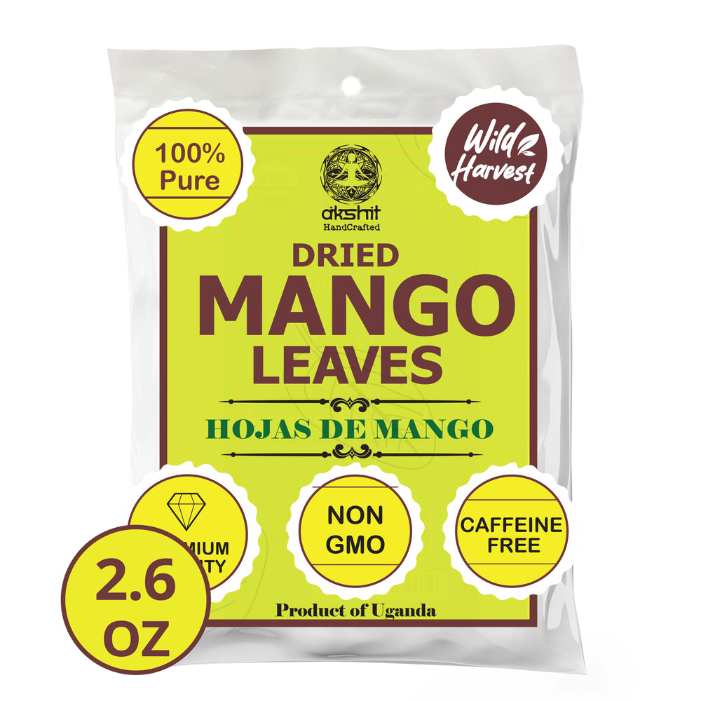 Akshit Dried Mango Leaves | Natural  Dried Mango Leaves Tea, Herbal Tea, Caffeine-Free, Non-GMO, Vegan, Gluten-Free, 2.6 oz. (75 gm), Loose Leaf Tea.