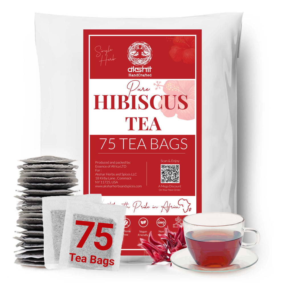 Akshit 75 Hibiscus Tea Bags, Pure Hibiscus Tea, Te De Hibisco from 100% Dried Hibiscus Flowers, Caffeine Free, Sugar Free