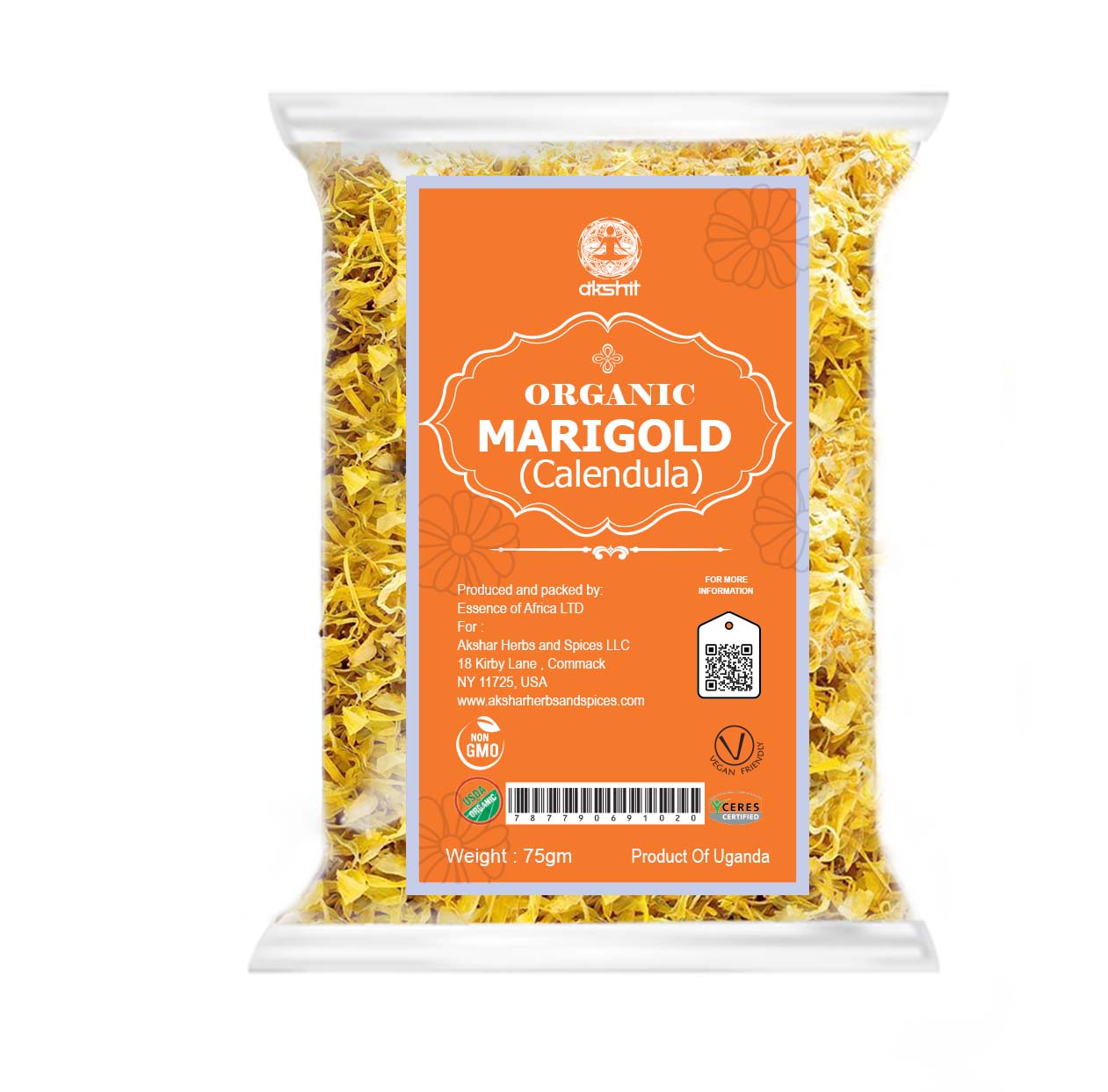 Organic marigold calendula packet by Akshar Herbs and spices  colorful and organic flowers