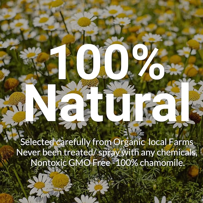 
                      
                        Image of a chamomile flower farm showing 100% Natural' organic flowers by Akshar Herbs and Spice 
                      
                    