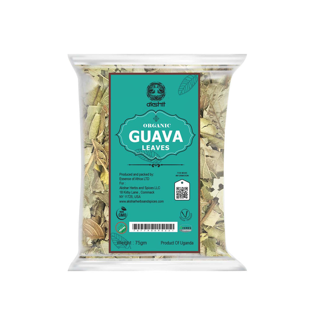 
                      
                        organic guava leaves packet from Akshar Herbs and spices 100% natural and organic.
                      
                    