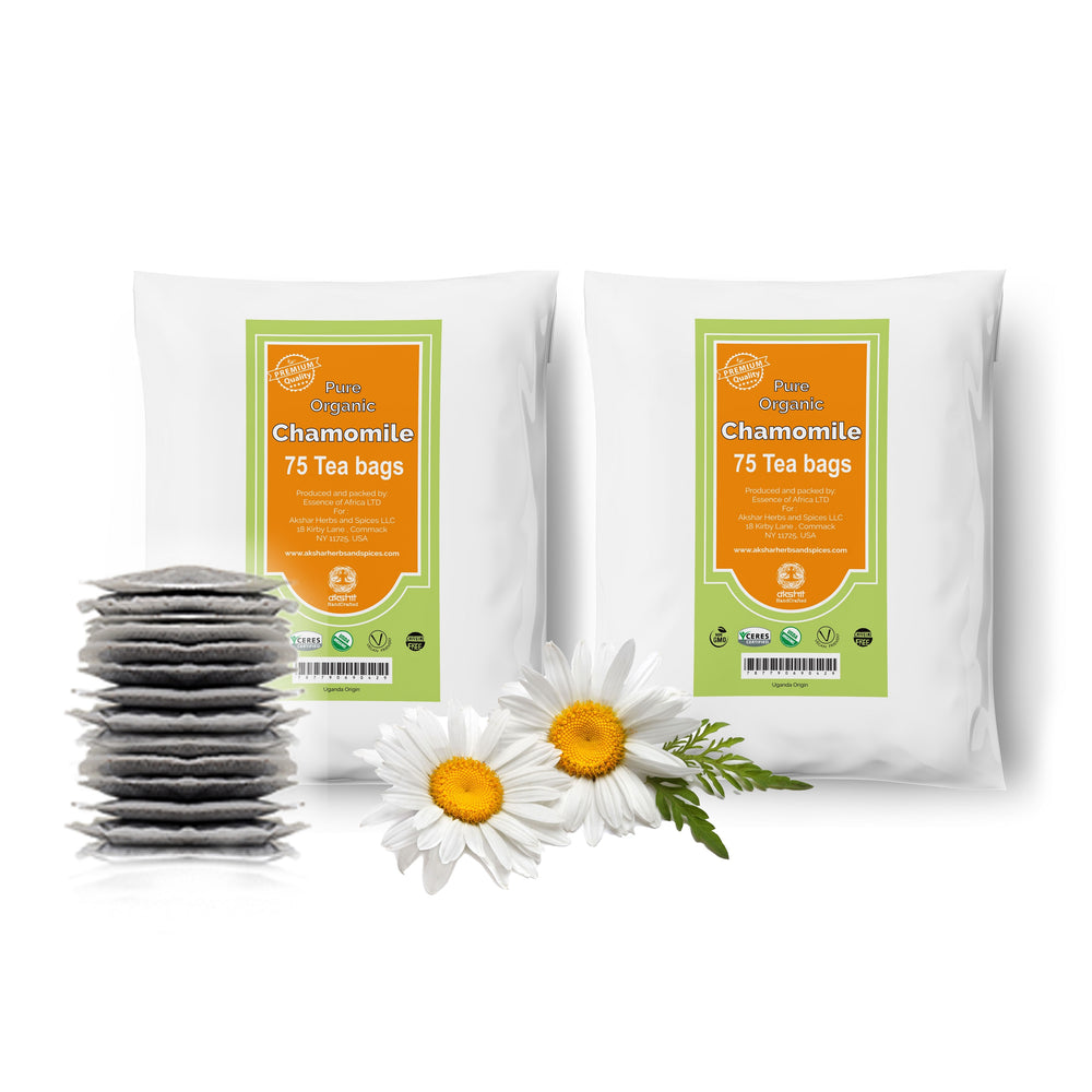 Akshit  Chamomile Tea Bags (75 Tea Bags) Chamomile Tea, Chamomile Flower Tea, Calm Sleep Tea, Relaxing Tea, Stress Relief Tea, Caffeine Free, Non-GMO, Gluten Free. (Pack of 2)